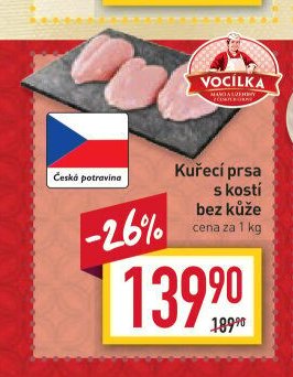 Kuřecí prsa s kostí bez kůže