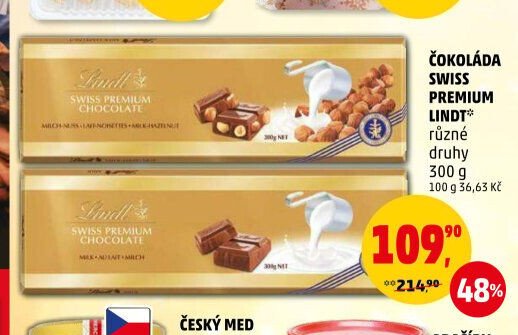 ČOKOLÁDA SWISS PREMIUM LINDT