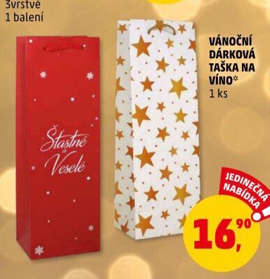 VÁNOČNÍ DÁRKOVÁ TAŠKA NA VÍNO