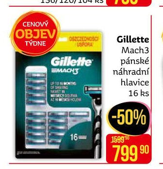 Gillette Mach3 pánské náhradní hlavice 16 ks