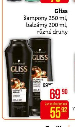 Gliss šampony 250 ml, balzámy 200 ml, různé druhy