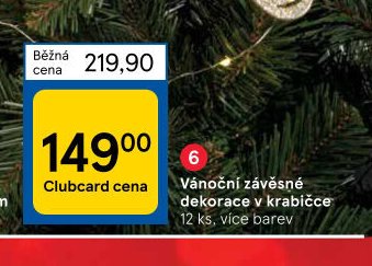 Vánoční závěsné dekorace v krabičce 12 ks, více barev