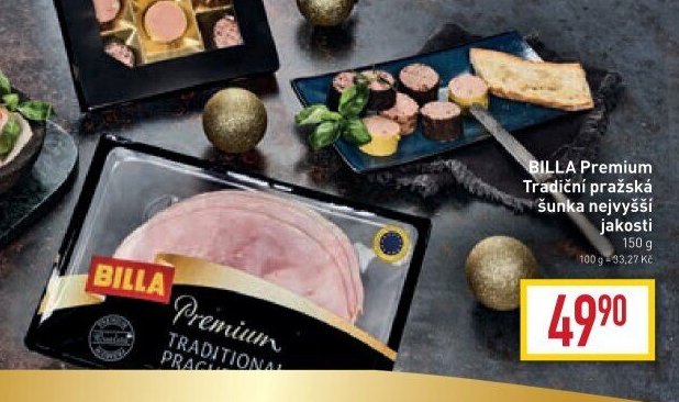 BILLA Premium Tradiční pražská šunka nejvyšší jakosti