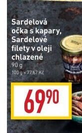 Sardelová očka s kapary, Sardelové filety v oleji chlazené