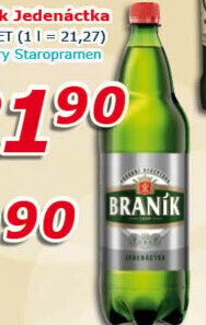 Pivo světlý ležák 11° Jedenáctka Braník