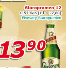 Pivo světlý ležák 12° Staropramen