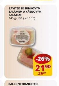 Závitek se šunkovým salámem a křenovým salátem