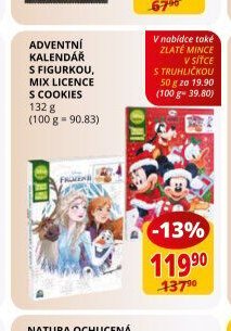 Adventní kalendář s figurkou, mix licence s cookies