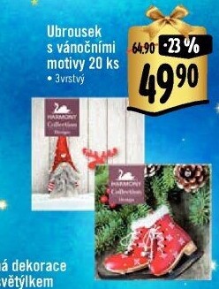Ubrousky papírové 3vrstvé vánoční Harmony