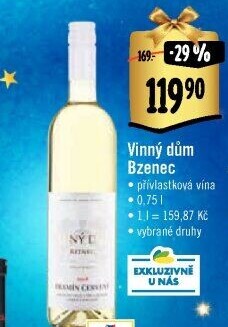 Vína Vinařství Vinný dům Bzenec - přívlastková