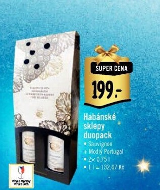 Víno Sauvignon + Modrý Portugal Habánské sklepy - dárkové balení