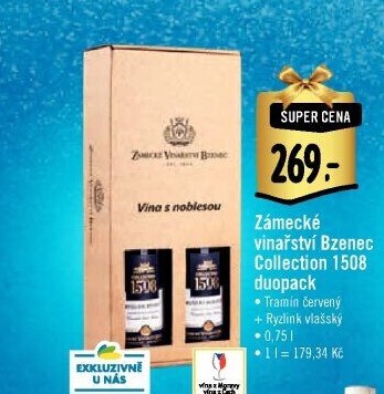 Víno Tramín červený+ Ryzlink vlašský 1508 Zámecké vinařství Bzenec - pozdní sběr