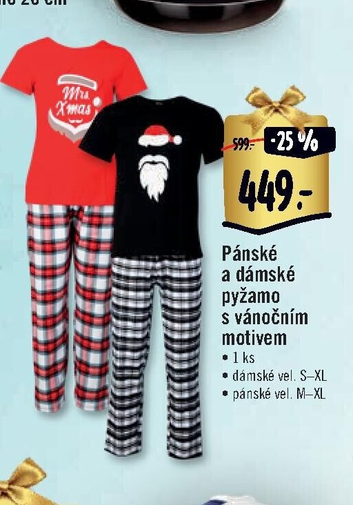 Pánské a dámské pyžamo s vánočním motivem