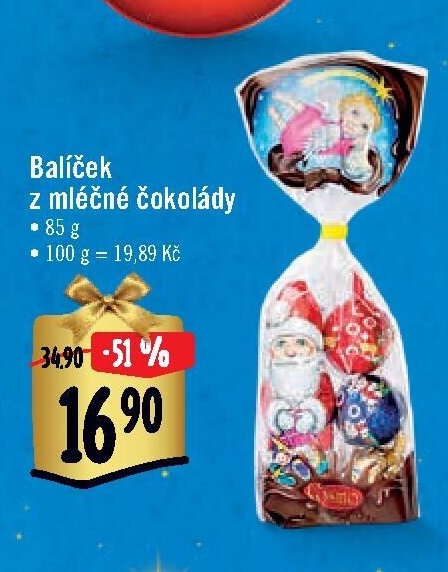 Balíček z mléčné čokolády