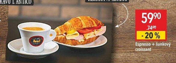 Espresso + šunkový croissant