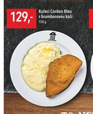 Kuřecí Cordon Bleu s bramborovou kaší