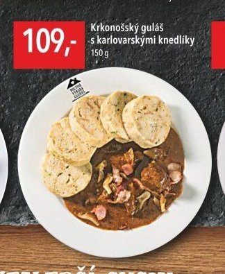 Krkonošský guláš s karlovarskými knedlíky