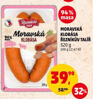 Moravská klobása Řezníkův talíř