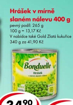 Hrášek v mírně slaném nálevu 400 g