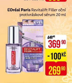 L'Oréal Paris Revitalift Filler oční protivráskové sérum 20 ml