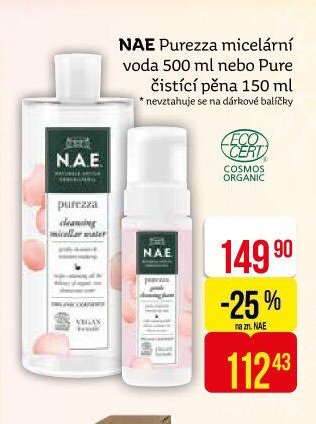 NAE Purezza micelární voda 500 ml nebo Pure čistící pěna 150 ml