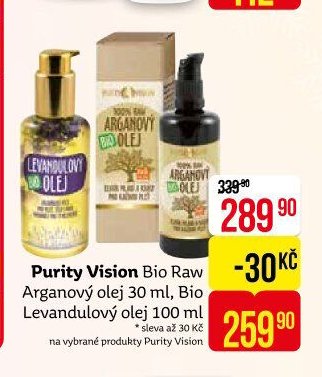 Purity Vision Bio Raw Arganový olej 100 ml, Bio Levandulový olej 100 ml