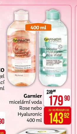 Garnier micelární voda Rose nebo Hyaluronic 400 ml