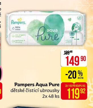 Pampers Aqua Pure dětské čistící ubrousky 2x 48 ks