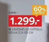 11 ZÁVĚSNÉ LED SVÍTIDLO, DÉLKA CCA 120 CM