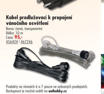 Kabel prodlužovací k propojení vánočního osvětlení - UNI HOBBY akcniletaky.com
