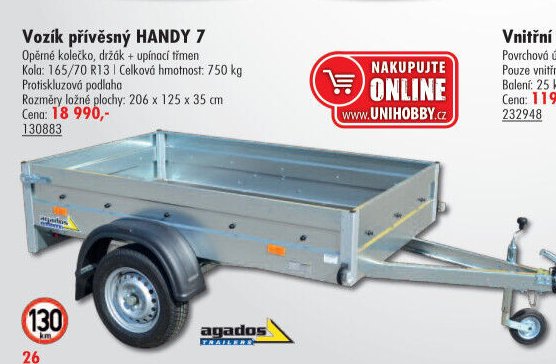 Vozík přívěsný HANDY 7 - UNI HOBBY akcniletaky.com