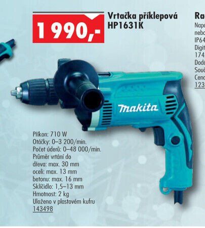 Vrtačka příklepová HP1631K - UNI HOBBY akcniletaky.com