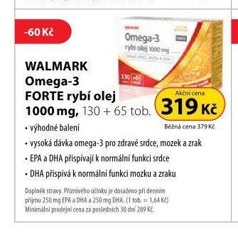 WALMARK Omega-3 FORTE rybí olej 1000 mg, 130 + 65 tob.