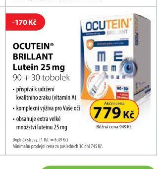 OCUTEIN BRILLANT Lutein 25 mg 90 + 30 tobolek