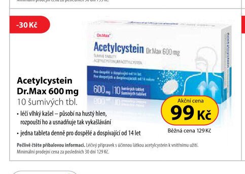 Acetylcystein Dr.Max 600 mg 10 šumivých tbl.