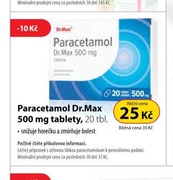 Paracetamol Dr.Max 500 mg tablety, 20 tbl.