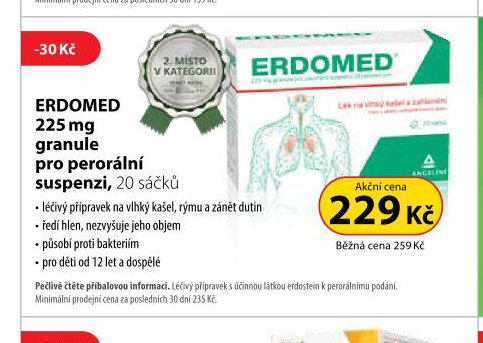 ERDOMED 225 mg granule pro perorální suspenzi, 20 sáčků