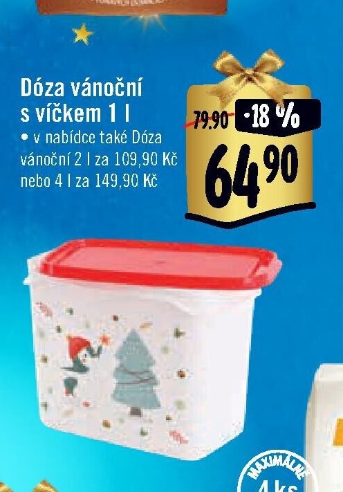 Dóza vánoční s víčkem 1 l