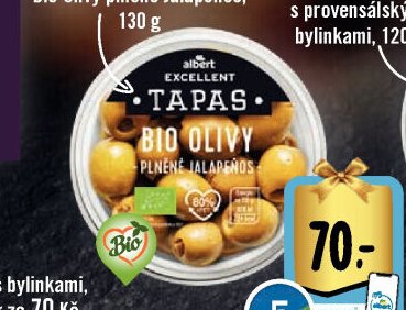 Bio Olivy plněné Jalapeňos, 130 g