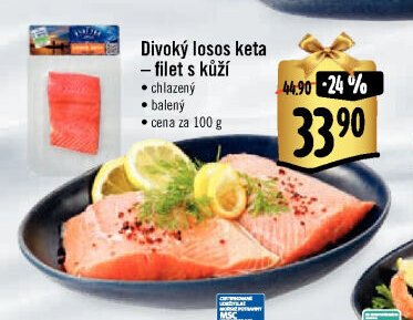 Divoký losos keta – filet s kůží