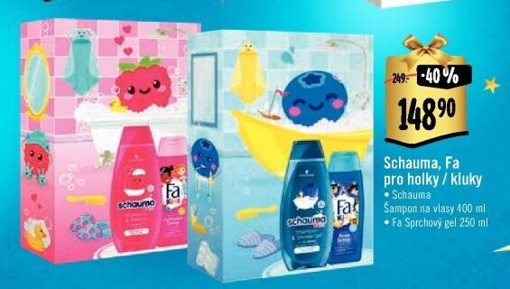 Schauma, Fa pro holky / kluky, Schauma šampon na vlasy 400 ml, Fa sprchový gel 250 ml