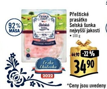 Přeštické prasátko Selská šunka nejvyšší jakosti