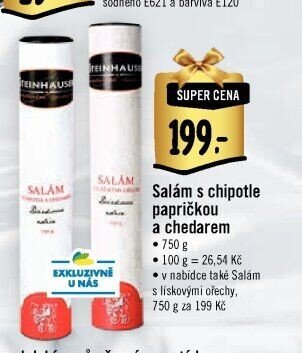 Salám s chipotle papričkou a chedarem