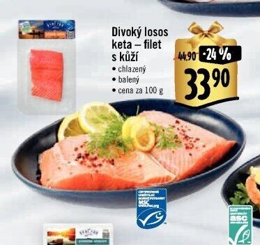 Divoký losos keta - filet s kůží