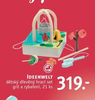 IDEENWELT dětský dřevěný hrací set gril a rybaření