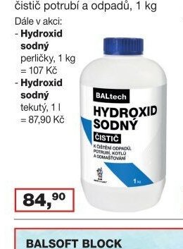 BALTECH Hydroxid sodný čistič potrubí a odpadů, 1 kg