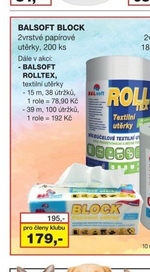 BALSOT BLOCK 2vrstvé papírové utěrky, 200 ks