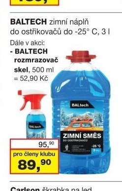 BALTECH zimní náplň do ostřikovačů, 3 l