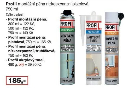 Profil montážní pěna nízkoexpanzní