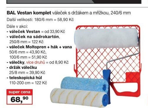 BAL Vestan komplet váleček s držákem a mřížkou, 240/6 mm
